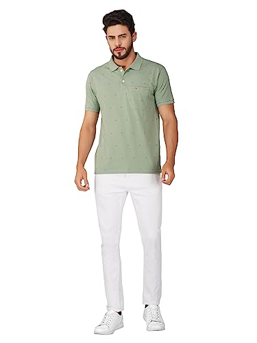 Image of PRORIDERS Half Sleeve Cotton Blend Regular Fit Men's Polo with Snap Button and Floral Print for Casual wear T-Shirt