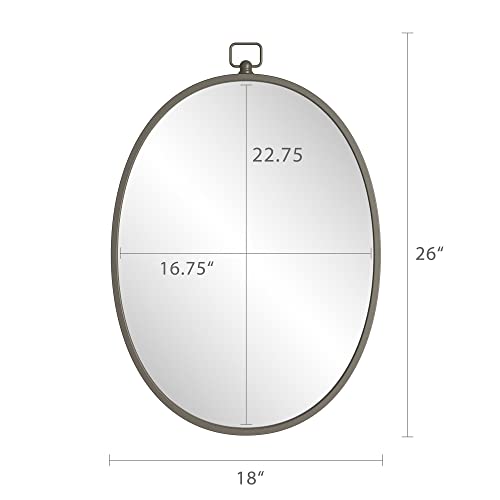 Barnyard Designs 18X24 Oval Mirror Farmhouse Mirror Metal Framed Mirror For Wall, Wall-Mounted Mirrors, Bathroom Mirrors For Wall, Vanity Wall Mirrors Bedroom Wall Mirrors Decorative, Iron Metal Grey #TOP5