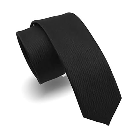 RBOCOTT 2.4" Black Skinny Tie for Men Silk Wedding Business Slim Necktie(9) Cover