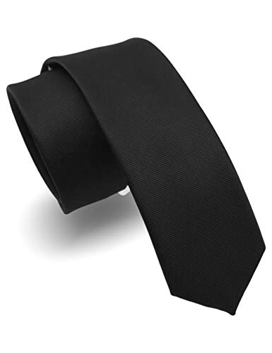 RBOCOTT 2.4  Black Skinny Tie for Men Silk Wedding Business Slim Necktie(9)