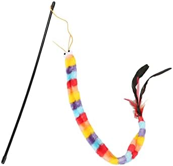 QWINEE Cat Wand Toys, Cat Interactive Toy, Cat Toys for Indoor Cats, Interactive Teaser Toys for Kitty Kitten Deep Multicolor One Size