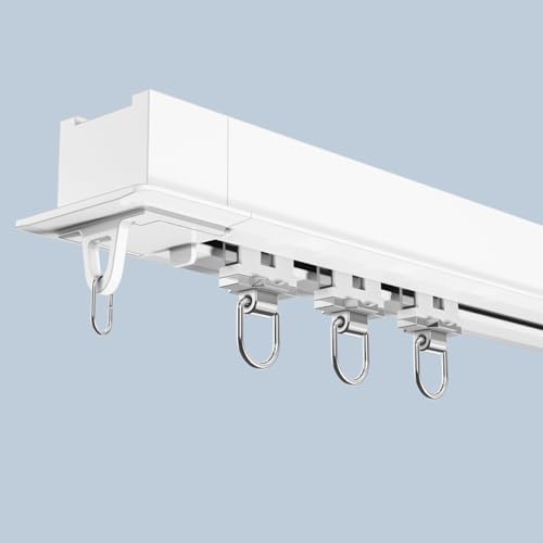 Aluminum Hidden Ceiling Mount Curtain Track 6ft - Versatile Room Divider for Living Room, Bathroom, RV, Office - Adjustable Lengths 3-40ft, White Finish