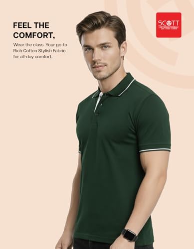 Image of Scott International Cotton Polo T Shirt | Collar Tshirts | Half Sleeves Plain T Shirt | T-Shirt |Tshirt for Men Stylish | Men's Tshirt