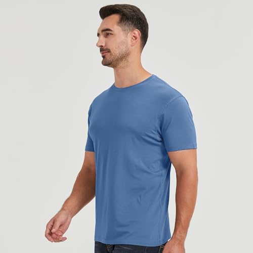 netdraw Men's Ultra-Soft Viscose Bamboo Cotton T-Shirt, Crew Neck Short Sleeve Casual Lounge Dressy Undershirt Tee2