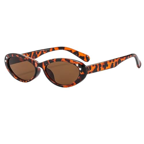 FORLUZ Gafas de sol vintage estilo ojo de gato para mujer, color gelatina, montura pequeña, estilo retro, para exteriores, con protección UV400 (leopardo marrón)
