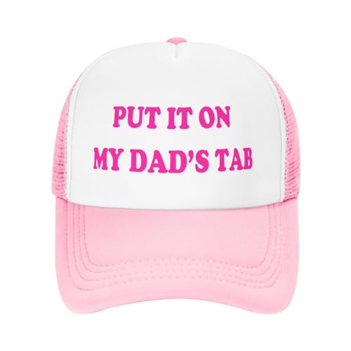 Kids Hat Hot Pink Put It On My Dads Tab-Funny Hat Vintage Baseball Caps Silly Hats