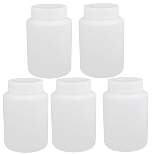 Aexit 5pcs 85mm gauge Diameter 130mm Height 500ml HDPE Plastic Round Bottle White