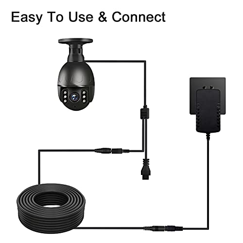 Universal 33ft 2.1mm x 5.5mm DC Extension Cord Compatible with 12V Power Adapter Cable for CCTV/IP Security Camera, 5.5mm DC Plug(33ft,Black)