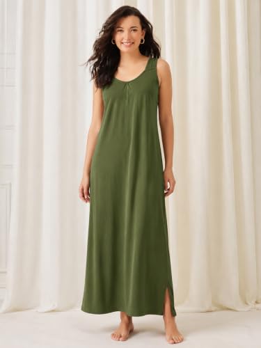 Image of Clovia Sleeveless Long Nighty for Women with Side Slits