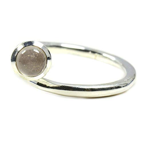 Quartz rose naturel rond monté sur bague argent 925 véritable mixte