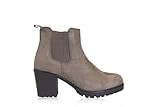  Frentree Damen Klassik Stiefeletten- Chelsea Boots- Ankle Boots mit Blockabsatz, Größe:37, Farbe:Khaki