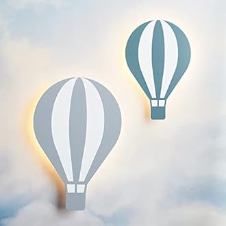 Lights4fun Battery Operated LED Hot Air Balloon Children's Wall Light Kids Bedroom Nursery Decoration with Remote and Timer