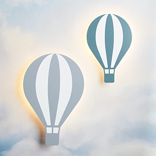Lights4fun Battery Operated LED Hot Air Balloon Children's Wall Light Kids Bedroom Nursery Decoration with Remote and Timer