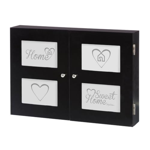 LOLAhome Tapa Contador luz o cubrecontador con portafotos para 4 Fotos de MDF Negra de 46x32 cm