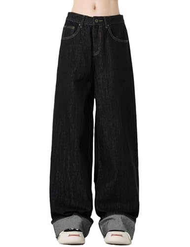 Y2k Mens Baggy Jeans Hip Hop Pants Loose Fit Skater Jeans Skateboard Denim Pants Black Jeans Streetwear2