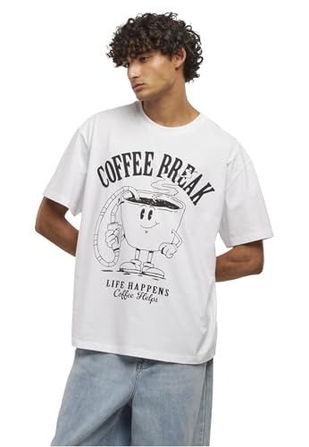 Mister Tee Męska koszulka Mt3865-life Happens Coffee Helps Oversize, biała, 3XL