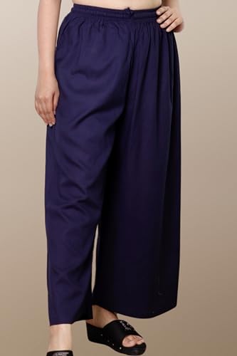 Image of KASANI Women's Solid Rayon Palazzo Pants Regular Palazo