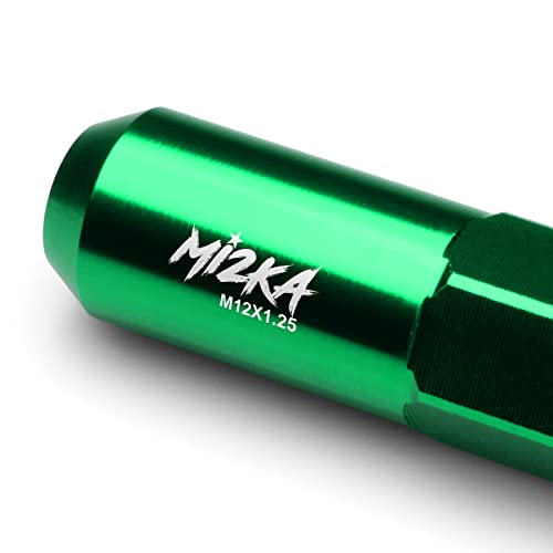 Image of EZAUTO WRAP Green 20 PCS M12x1.25 Lug Nuts 60mm Extended Tuner Aluminum Wheels Rims Cap WN02