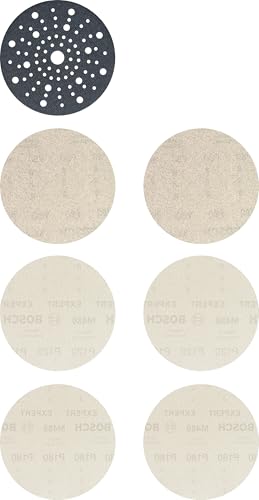 Bosch 7x EXPERT M480 Starter Kits (for Paint on wood, Hardwood, Ø 150 mm, Grit 2x80, 2x120, 2x180, Professional Accessory Random Orbital Sander, Orbital Sander)