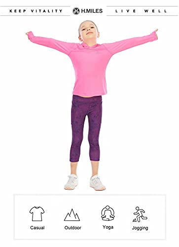 girls long sleeve shirt upf50 lightweight hoodie thin active tee workout running pullover top with thumb hole 3-12years
