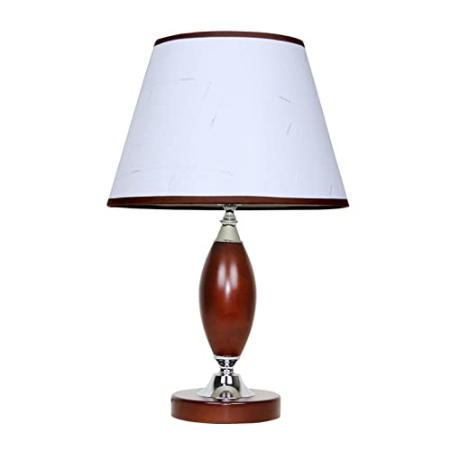 Lampe de bureau design moderne en bois et tissu de 48cm pour lecture et chevet