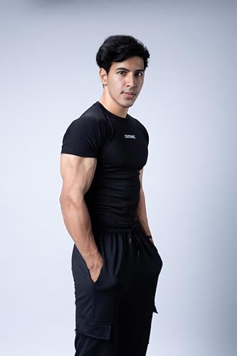 COITONIC Men Compression Half Sleeves Round Neck T-Shirt for Gym and Sports Wear