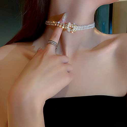 Collier de perles de culture d'eau douce, bijou blanc élégant pour soirée et mariage