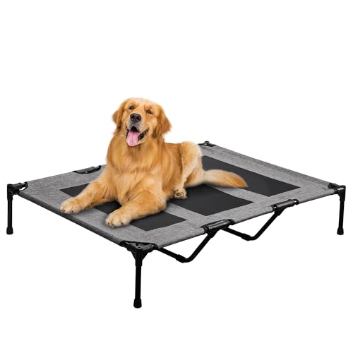 PRAISUN XL Outdoor Dog Bed, Elevated Dog Bed with Durable Oxford Fabric, Textilene Mesh, Metal Frame...