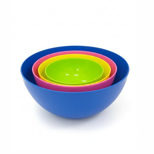 Gluman 4-Piece Mixing Bowl Set | Opaque Multi-Color Plastic Kitchen Bowls for Baking, Cooking, Meal Prep & Serving | Lightweight, Dishwasher Safe |Stackable Bowls (3200ml, 2000ml, 1350ml, 850ml)