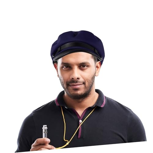 GALPADA Unisex Breathable Sailor Hat for Spring Summer Driving Vintage Style Flat Top Captain Hat Lightweight PU Closure for Men and Women Dark Blue 7