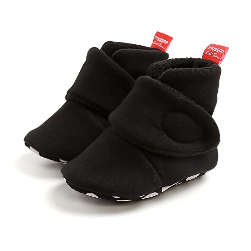 Image of GDSDYM Baby Booties Cozy Fleece Slippers Soft Baby Shoes With Gripper Soles, Winter Warm Infant Newborn Crib Sock Shoes First Walkers