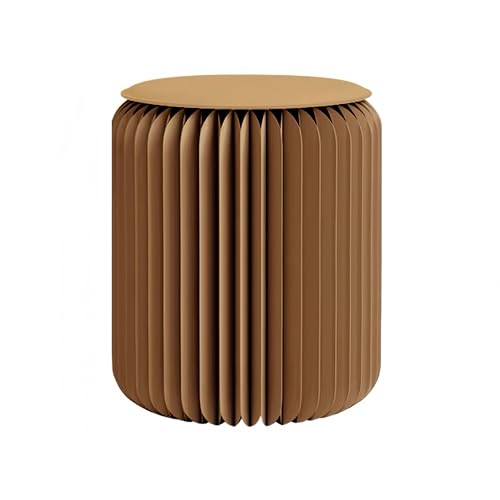 NOONTIDE Folding Stool - 17Inch Home Furniture 660lb Load Capacity Foldable Paper Stool Eco-Friendly Kraft Paper Honeycomb Design Foldable to 1.2 Brown Modern Minimalist Stool for Living Room(Brown)