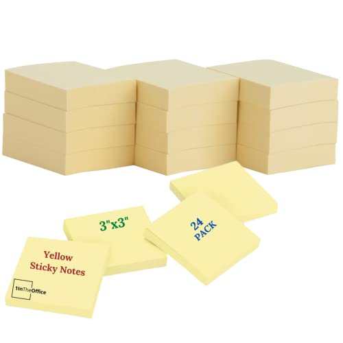 1InTheOffice Yellow Pop Up Sticky Notes 3x3, Fan Folded