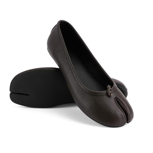 Image of VBDB Tabi Ballet Flats Shoes for Women Rounde Toe Wide Width Split Toe Low Heel Comfortable Flats Shoes