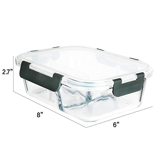 M Mcirco [5-Pack, 36 Oz] Glass Meal Prep Containers 3 Compartment With Lids, Glass Lunch Containers,Food Prep Lunch Box,Bento Box,Bpa-Free, Microwave, Oven, Freezer, Dishwasher (4.5 Cups) #TOP1