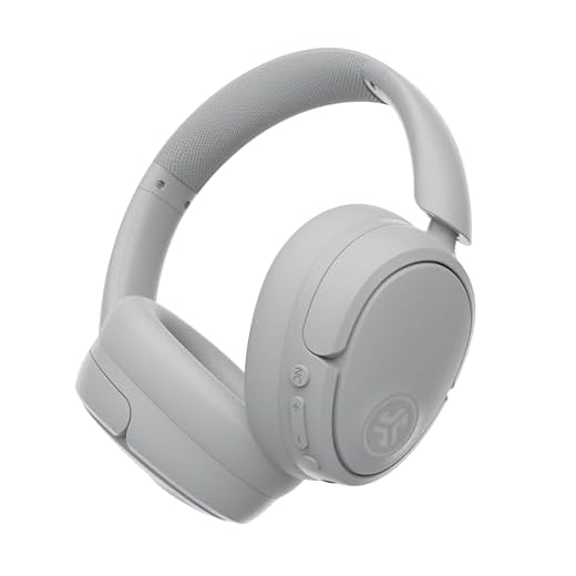 JLab JBuds LUX ANC Smart Active Noise Cancelling Headphones - Over Ear Wireless Headphones with Microphone, 70+ H Playtime Foldable Bluetooth Earphones, Multipoint & Customisable Sound, Cloud White