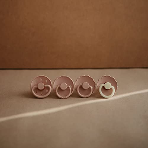 Frigg Daisy Night Natural Rubber Baby Pacifier | Made In Denmark | Bpa-Free (French Gray/Croissant, 0-6 Months) 2-Pack #TOP2