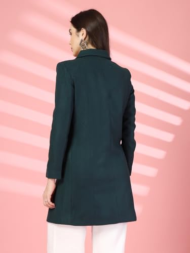 Image of CHKOKKO Women Classic Long Winter Coat Double Breasted | Knee Length Design with a Sophisticated Spread Collar and Convenient Front Pockets for All Occasions