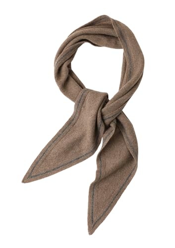 Diamond-Shaped Small Neck Scarf 30% Cashmere & 70% Wool, Soft Warm Knitted Collar Cross Neck Triangle Scarf for Women Girls, Spring Autumn Versatile Neckerchief Short Knit Collar Scarves, Gift Curry