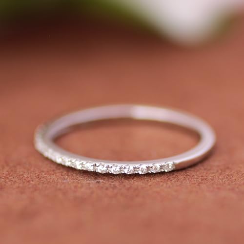 14K Gold Moissanite Wedding Bands for Women, 1.5mm Moissanite Stacking Rings, 14K Gold Eternity Bands for Women4
