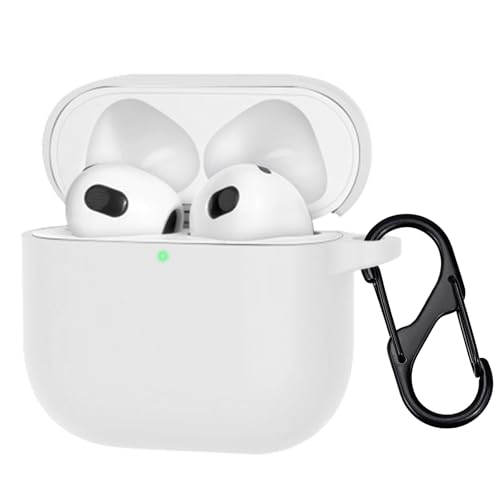 Haofun Funda Compatible con Apple AirPods 4, Funda Protectora de Silicona Suave para Apple AirPods 4, Soporta Carga inalámbrica, sin Mosquetón, LED Frontal Visible, Blanco