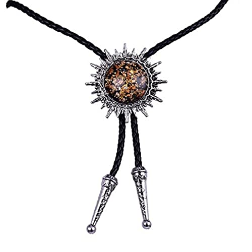 Corbata de rodeo para baile con gema de fragmento solar y cordón de cuero