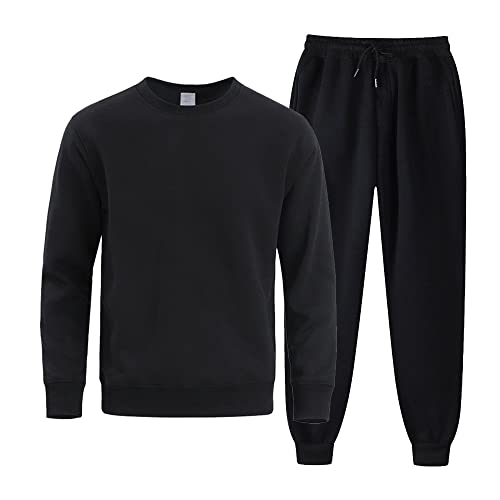 Conjunto de Moletom Masculino Liso Sport Casual Flanelado Leve e Macio - Preto/Preto - G