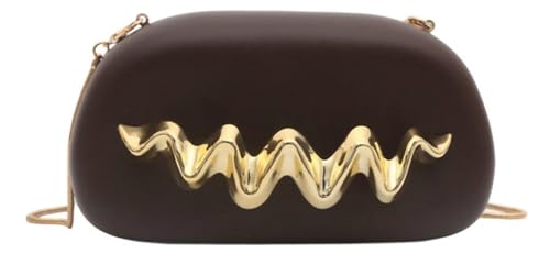 Mini Oval Chain - Detailed PVC Crossbody Bag with Statement Hardware Trendy Mini Purse for Everyday Use