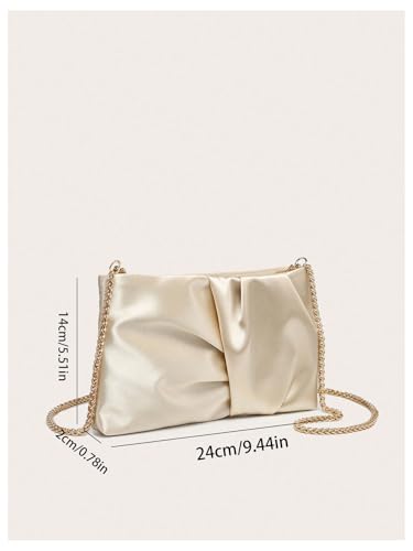 Image of QWINEE Women's Satin Purse Ruched Evening Clutch Handbags Formal Party Handbag Wedding Bags Champagne One-Size