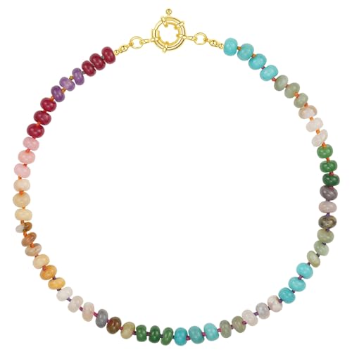 KELORIS PATH Beaded Necklaces for Women, Colorful Gemstone Bead Choker for Summer Beach, Natural Stone Boho Handmade Trendy Jewelry Gifts