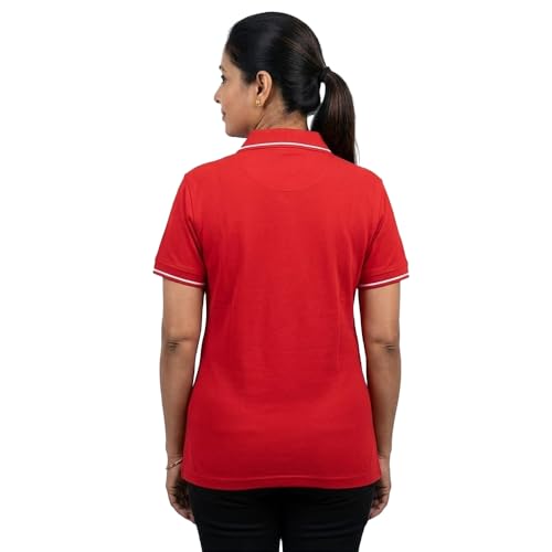 Image of CAMBRIDGE | Polo Collar | Regular Fit T-Shirt | Solid Plain | Soft Classic Style | Half Sleeves | Polycotton | Red