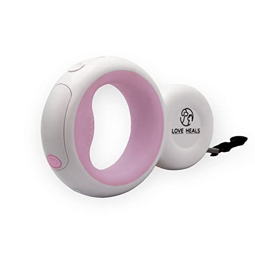 LOVE HEALS Guinzaglio per Cani Allungabile Fino a 3 mt per Taglia Media e Piccola | 4 in 1 | Con Torcia Led | Contenitore Porta Sacchetti (Rosa)