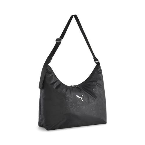 Bolso PUMA negro estilo hobo de hombro con diseño de letras impresas Puma Script AOP 1