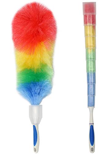 ANQI Plumeau antistatique flexible avec housse de protection pour nettoyage de bureau, voiture, ordinateur, armoire climatisation, tête flexible